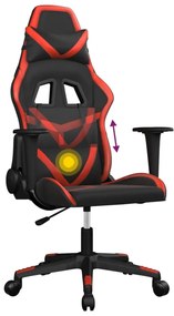 Cadeira gaming massagens couro artificial preto e vermelho