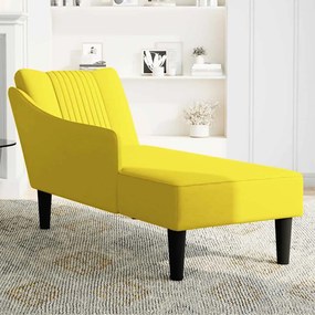 Chaise-longue com apoio de braço direito veludo amarelo