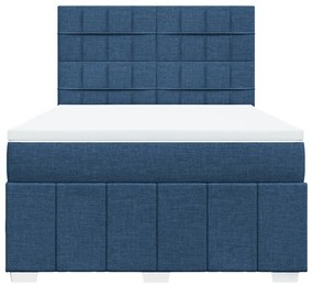 Cama com molas/colchão 140x200 cm tecido azul