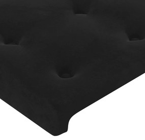 Cabeceira de cama c/ LED veludo 90x5x118/128cm preto