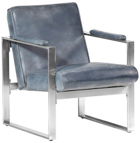 vidaXL Poltrona 60x73x77 cm couro genuíno cinzento
