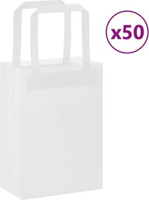 vidaXL Sacos de papel 50 unid com alças branco 15x8x21 cm