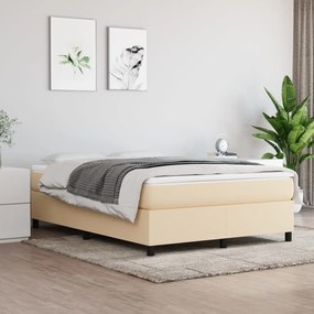 Estrutura de cama sem colchão 140x200 cm tecido cor creme