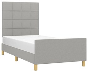 Estrutura de cama c/ cabeceira 100x200 cm tecido cinza-claro