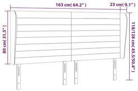 Cabeceira cama c/ abas veludo 163x23x118/128 cm cinzento-escuro