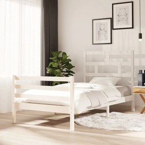 vidaXL Estrutura de cama 100x200 cm madeira de pinho maciça branco