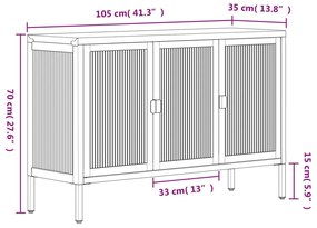 Aparador 105x35x70 cm vidro e aço preto