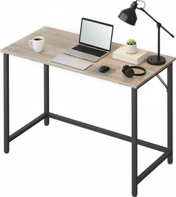 Secretária para escritório em casa 100 x 50 x 75,5 cm, mesa de computador estável, fácil de montar Greige + Preto