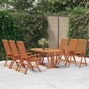 vidaXL 7 pcs conj. jantar para jardim madeira de eucalipto maciça