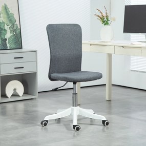 Cadeira de Escritório sem Apoio para os Braços Estofada em Linho Sintético com Altura Ajustável 53x43x85-93 cm Cinza
