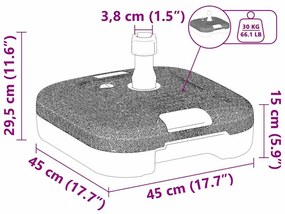 Base para Parasol de Exterior vidaXL com 28 kg de Areia ou 24 L de Águ