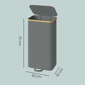 Cesto de roupa suja com tampa, 100L, 42 x 32 x 75 cm Cinzento