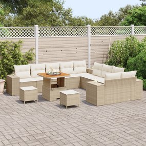 Conjunto de Sofá de Jardim vidaXL com 13 Peças em Poli Rattan Bege Acá