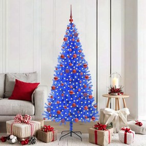 vidaXL Árvore de Natal com 300 LEDs com suporte Azul 180 cm PVC