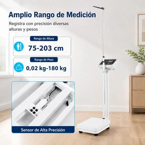 Balança de Altura e Peso, 87 x 30 x 87 cm, Dobrável, Branco