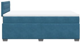 Cama boxspring com colchão 120x190 cm veludo azul