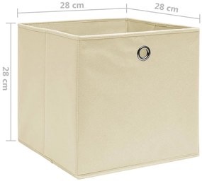 Caixas arrumação 4 pcs 28x28x28 cm tecido-não-tecido creme