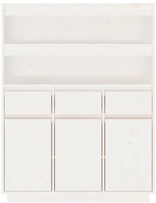Aparador alto 89x40x116,5 cm madeira de pinho maciça branco