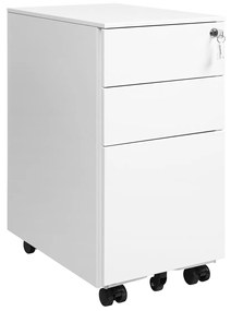 SONGMICS Armário de arquivo móvel, armário de escritório com rodas e trava, para documentos A4, tamanho ofício, tamanho carta, pastas de arquivo suspensas, branco OFC031W01