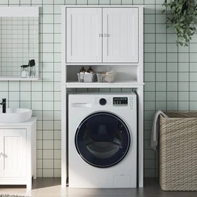 vidaXL Móvel p/ máquina lavar BERG 76x27x164,5cm madeira maciça branco