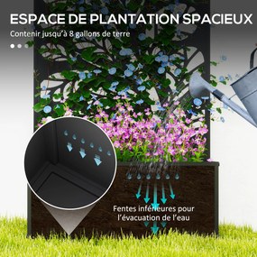 Floreira com biombo de treliça para plantas trepadeiras, floreira 61 x 23 x 113 cm preto