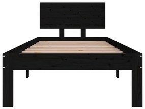 Estrutura cama pequena solteiro 75x190 cm madeira maciça preto