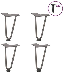 vidaXL Pernas de grampo para mesa de centro 4 peças Aço natural 20 cm Aço maciço