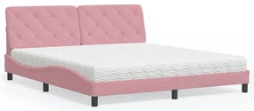 Cama com colchão 180x200 cm veludo rosa