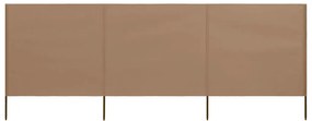 Para-vento com 3 painéis tecido 400x120 cm cinzento-acastanhado