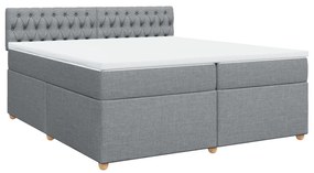 Cama com molas/colchão 200x200 cm tecido cinza-claro