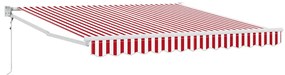 Toldo retrátil automático listrado vermelho e branco 300 x 250 cm