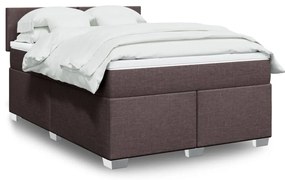 Cama com molas/colchão 140x200 cm tecido castanho-escuro