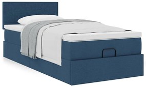 Cama otomana com colchão 90x200 cm tecido azul