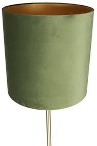 Candeeiro de pé botânico de latão com sombra verde 40 cm - Simplo Moderno