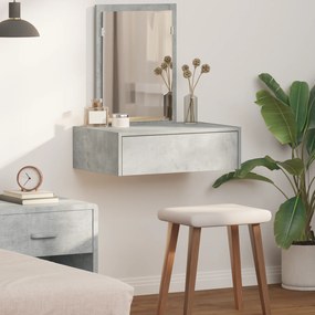 vidaXL Mesa de Maquiagem Suspensa Cinza Concreto 60x40x70 cm