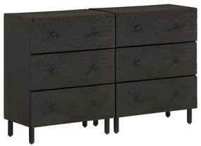 vidaXL Móveis de apoio 2 pcs 60x33x75cm madeira mangueira maciça preto