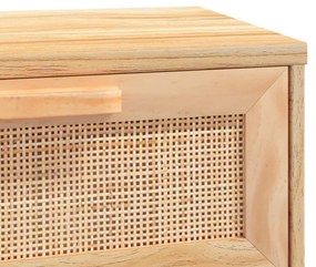 Mesa consola 80x30x75 cm pinho maciço e vime natural castanho