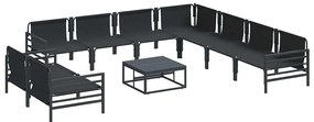 Conjunto de Sofá de Jardim 10 pcs Cinzento-escuro Aço