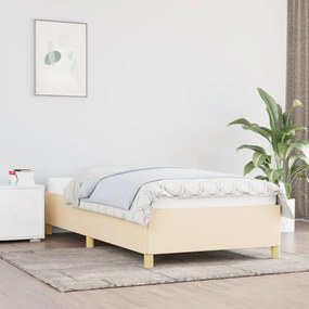 Estrutura de cama sem colchão 90x200 cm tecido creme
