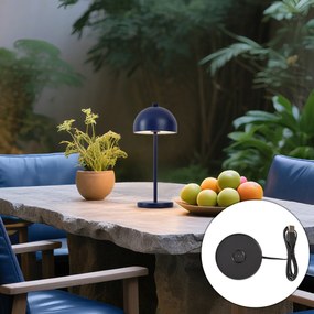 Candeeiro de mesa azul com LED IP54 recarregável com estação de carregamento - Squirrel