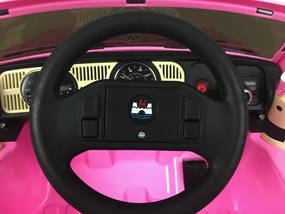 Carro elétrico para crianças volkswagen Carocha Classico 12V com pneus de borracha Rosa