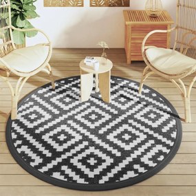 Tapete de exterior Ø160 cm ARAKIL PP branco e preto