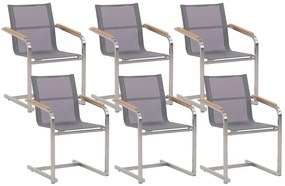 Conjunto de 6 cadeiras de jardim em inox com tela cinzenta COSOLETO Beliani