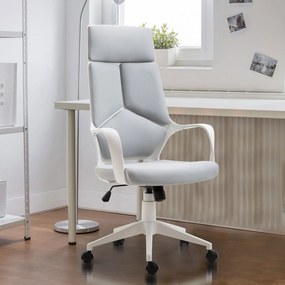 Cadeira de Escritório Giratória de Malha com Função de Inclinação Altura Ajustável e Encosto Alto 63x63x117-127 cm Cinza
