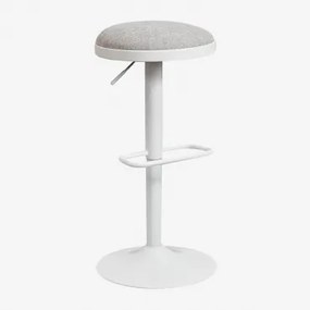 Banqueta Alta Ajustável Igarasi Em Metal E Tecido Branco - Cinza Claro - Sklum