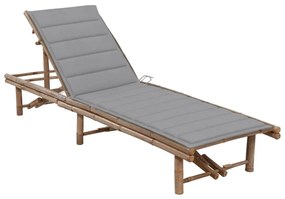 vidaXL Espreguiçadeira de jardim com almofadão bambu