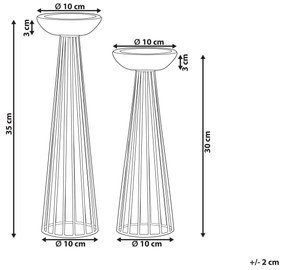 Conjunto de 2 castiçais em metal dourado e branco PORONG Beliani