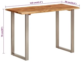 Mesa de jantar 110x50x76 cm madeira de acácia maciça