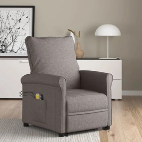 vidaXL Poltrona de massagens tecido cinzento-acastanhado