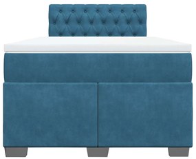 Cama boxspring com colchão 120x190 cm veludo azul